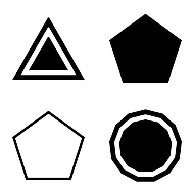 Çokgon2 Düz Simge Seti Beyaz Arkaplanda İzole Edildi