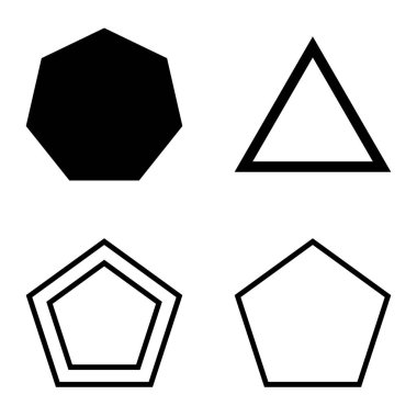 Çokgon2 Düz Simge Seti Beyaz Arkaplanda İzole Edildi
