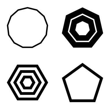 Çokgon2 Düz Simge Seti Beyaz Arkaplanda İzole Edildi
