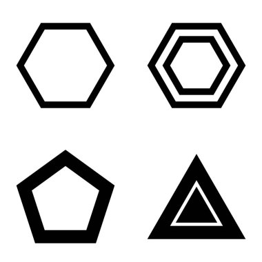 Çokgon2 Düz Simge Seti Beyaz Arkaplanda İzole Edildi