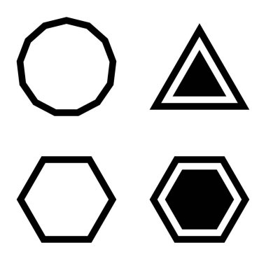 Çokgon2 Düz Simge Seti Beyaz Arkaplanda İzole Edildi