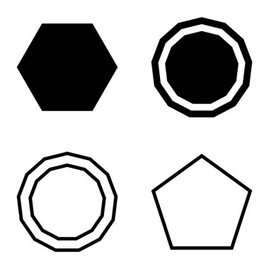 Çokgon2 Düz Simge Seti Beyaz Arkaplanda İzole Edildi