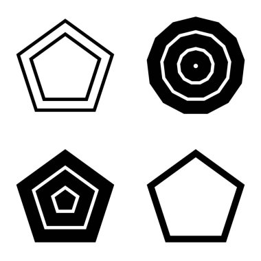 Çokgon2 Düz Simge Seti Beyaz Arkaplanda İzole Edildi