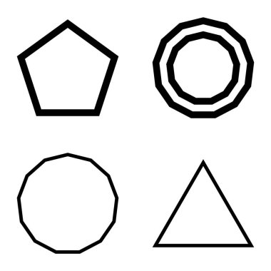 Çokgon2 Düz Simge Seti Beyaz Arkaplanda İzole Edildi