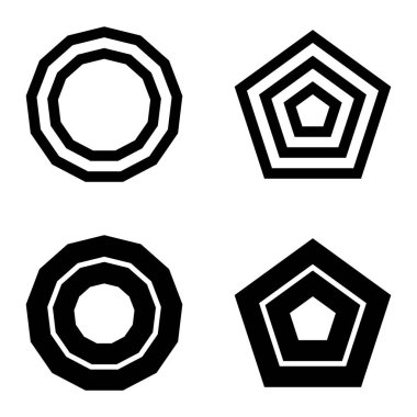 Çokgon2 Düz Simge Seti Beyaz Arkaplanda İzole Edildi