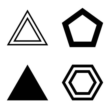 Çokgon2 Düz Simge Seti Beyaz Arkaplanda İzole Edildi