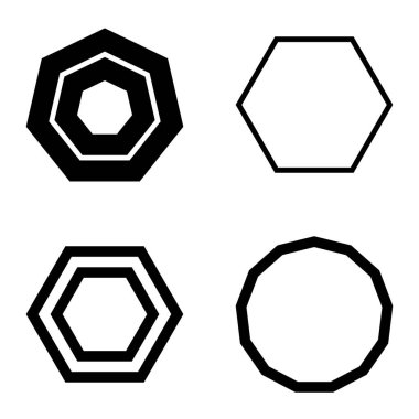 Çokgon2 Düz Simge Seti Beyaz Arkaplanda İzole Edildi
