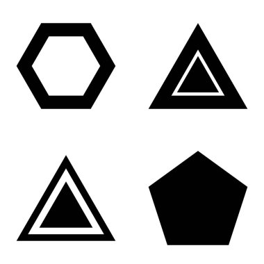 Çokgon2 Düz Simge Seti Beyaz Arkaplanda İzole Edildi