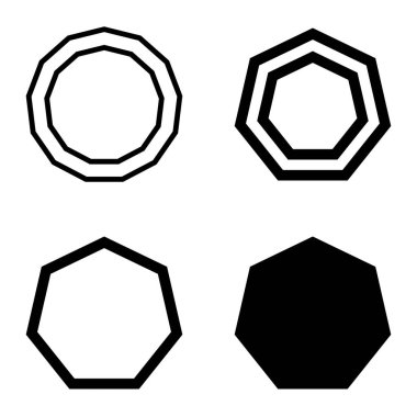 Çokgon2 Düz Simge Seti Beyaz Arkaplanda İzole Edildi