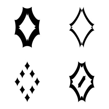 Rhombic _ star2 Düz Simge Seti Beyaz Arkaplanda İzole Edildi