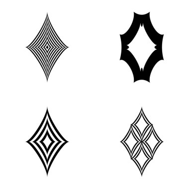 Rhombic _ star2 Düz Simge Seti Beyaz Arkaplanda İzole Edildi