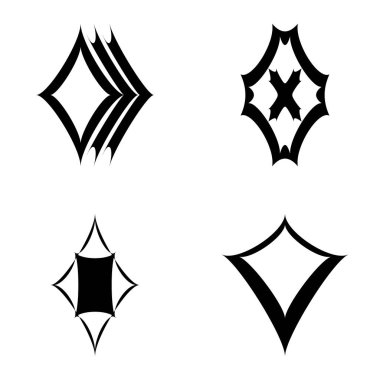 Rhombic _ star2 Düz Simge Seti Beyaz Arkaplanda İzole Edildi