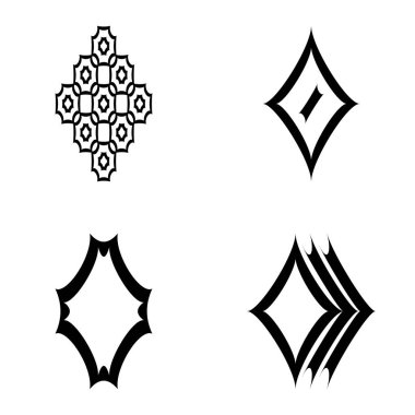 Rhombic _ star2 Düz Simge Seti Beyaz Arkaplanda İzole Edildi