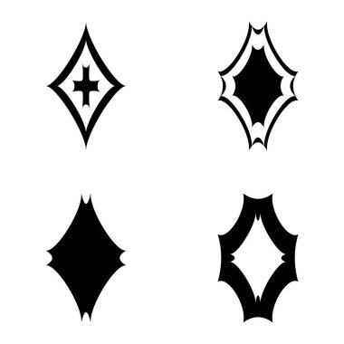 Rhombic _ star2 Düz Simge Seti Beyaz Arkaplanda İzole Edildi