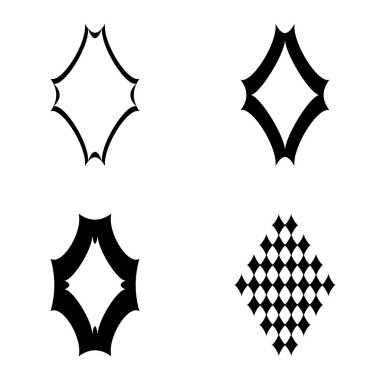 Rhombic _ star2 Düz Simge Seti Beyaz Arkaplanda İzole Edildi