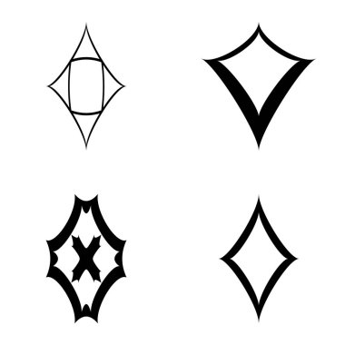 Rhombic _ star2 Düz Simge Seti Beyaz Arkaplanda İzole Edildi