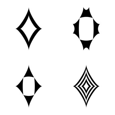 Rhombic _ star2 Düz Simge Seti Beyaz Arkaplanda İzole Edildi