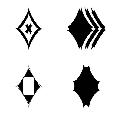 Rhombic _ star2 Düz Simge Seti Beyaz Arkaplanda İzole Edildi