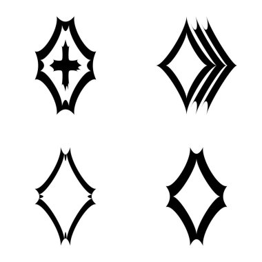 Rhombic _ star2 Düz Simge Seti Beyaz Arkaplanda İzole Edildi