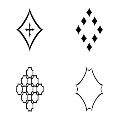 Rhombic _ star2 Düz Simge Seti Beyaz Arkaplanda İzole Edildi