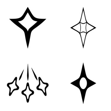 Rhombic _ star3 Düz Simge Seti Beyaz Arkaplanda İzole Edildi