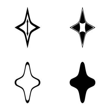 Rhombic _ star3 Düz Simge Seti Beyaz Arkaplanda İzole Edildi