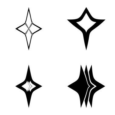 Rhombic _ star3 Düz Simge Seti Beyaz Arkaplanda İzole Edildi