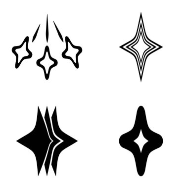 Rhombic _ star3 Düz Simge Seti Beyaz Arkaplanda İzole Edildi