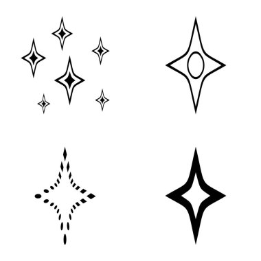 Rhombic _ star3 Düz Simge Seti Beyaz Arkaplanda İzole Edildi