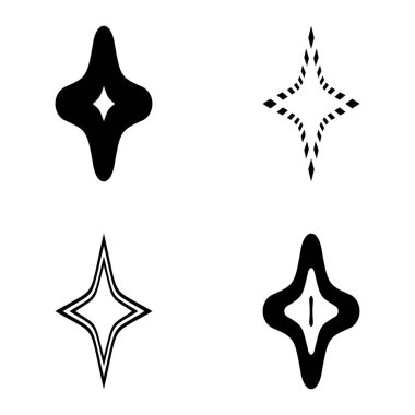 Rhombic _ star3 Düz Simge Seti Beyaz Arkaplanda İzole Edildi