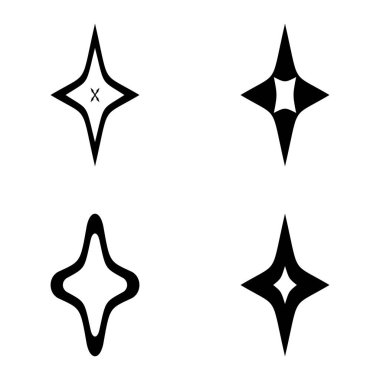 Rhombic _ star3 Düz Simge Seti Beyaz Arkaplanda İzole Edildi