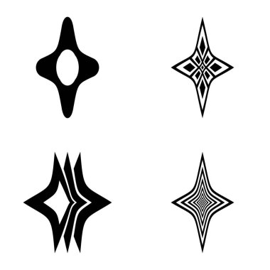 Rhombic _ star3 Düz Simge Seti Beyaz Arkaplanda İzole Edildi