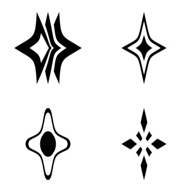 Rhombic _ star3 Düz Simge Seti Beyaz Arkaplanda İzole Edildi