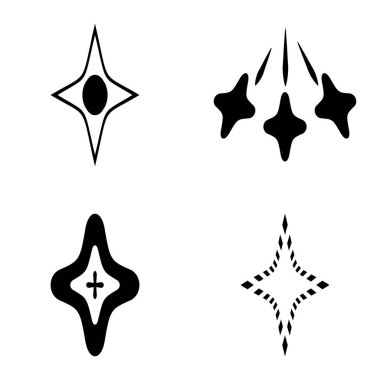 Rhombic _ star3 Düz Simge Seti Beyaz Arkaplanda İzole Edildi