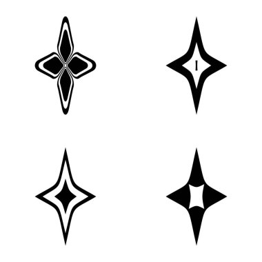 Rhombic _ star3 Düz Simge Seti Beyaz Arkaplanda İzole Edildi