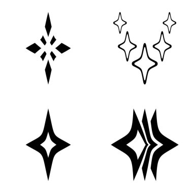 Rhombic _ star3 Düz Simge Seti Beyaz Arkaplanda İzole Edildi