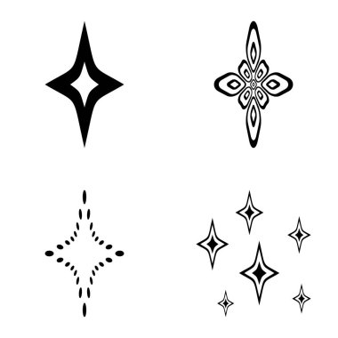 Rhombic _ star3 Düz Simge Seti Beyaz Arkaplanda İzole Edildi