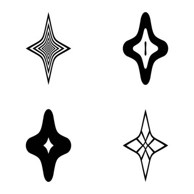 Rhombic _ star3 Düz Simge Seti Beyaz Arkaplanda İzole Edildi