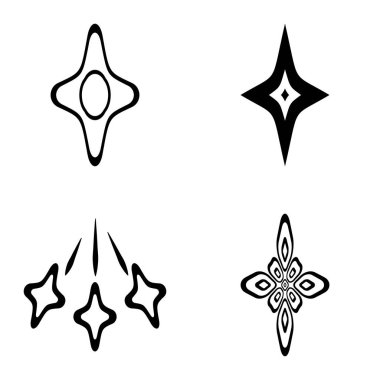 Rhombic _ star3 Düz Simge Seti Beyaz Arkaplanda İzole Edildi