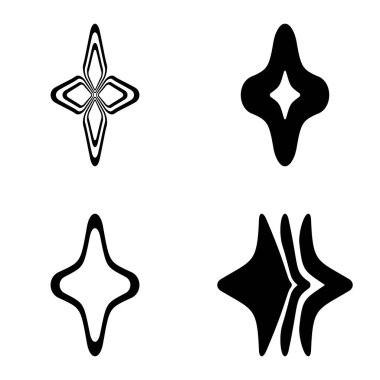 Rhombic _ star3 Düz Simge Seti Beyaz Arkaplanda İzole Edildi