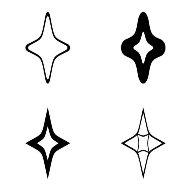 Rhombic _ star3 Düz Simge Seti Beyaz Arkaplanda İzole Edildi