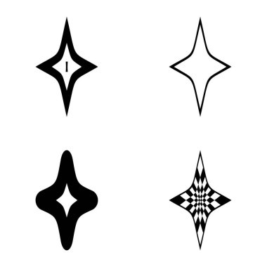 Rhombic _ star3 Düz Simge Seti Beyaz Arkaplanda İzole Edildi