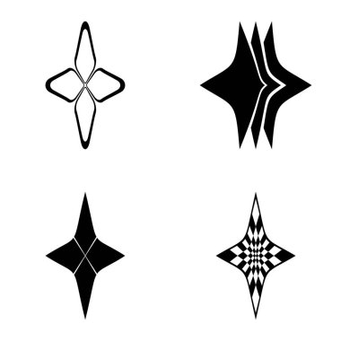 Rhombic _ star3 Düz Simge Seti Beyaz Arkaplanda İzole Edildi