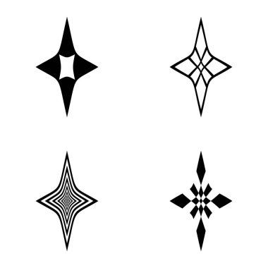 Rhombic _ star3 Düz Simge Seti Beyaz Arkaplanda İzole Edildi