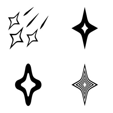 Rhombic _ star3 Düz Simge Seti Beyaz Arkaplanda İzole Edildi