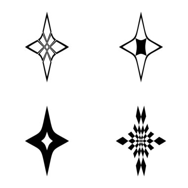 Rhombic _ star3 Düz Simge Seti Beyaz Arkaplanda İzole Edildi