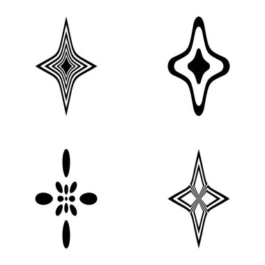 Rhombic _ star3 Düz Simge Seti Beyaz Arkaplanda İzole Edildi