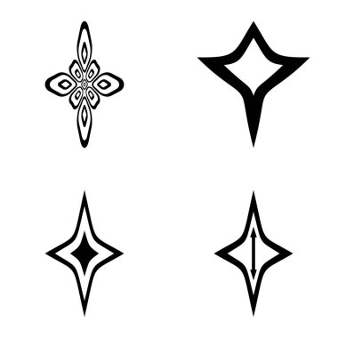 Rhombic _ star3 Düz Simge Seti Beyaz Arkaplanda İzole Edildi