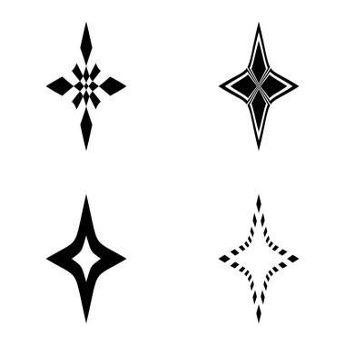 Rhombic _ star3 Düz Simge Seti Beyaz Arkaplanda İzole Edildi