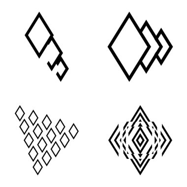 Rhombus2 Düz Simge Seti Beyaz Arkaplanda İzole Edildi